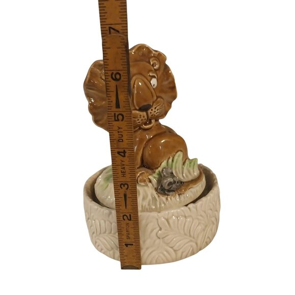 Lion And Mouse Windup Ceramic Music Box Plays Feelings Vintage - Picture 8 of 9